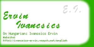 ervin ivancsics business card